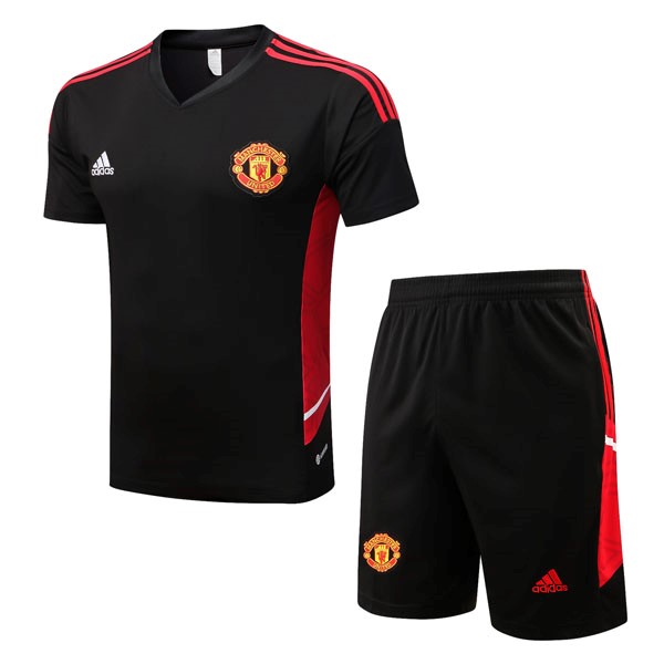 Trainingsshirt Manchester United Komplett-Set 2022-23 Schwarz